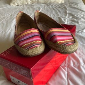 Fun striped flats with Braided jute trim